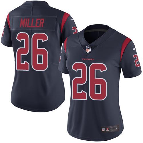 Nike Texans #26 Lamar Miller Navy Blue Women's Stitched NFL Limited Rush Jersey